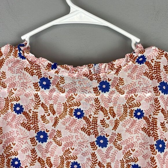 Talbots Pink and Brown Floral Pintuck Long Sleeve Blouse. Size Large. - Picture 8 of 11